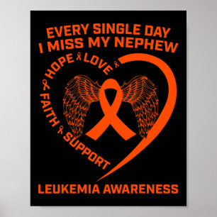 Ribbon Heart Leukaemia Awareness In Memory Of Neph Poster