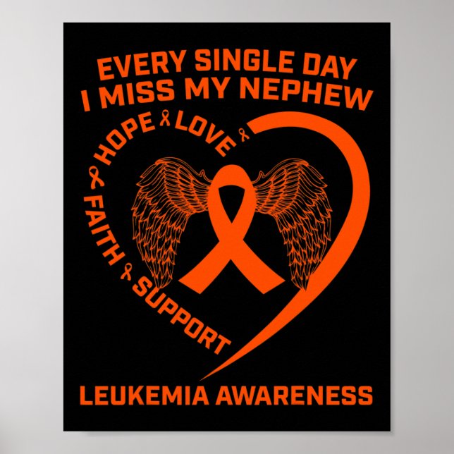 Ribbon Heart Leukaemia Awareness In Memory Of Neph Poster (Front)