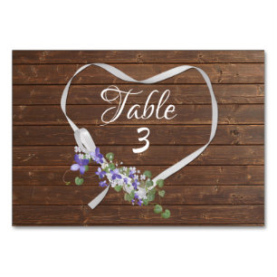 Ribbon Heart On Barn Wood Table Number