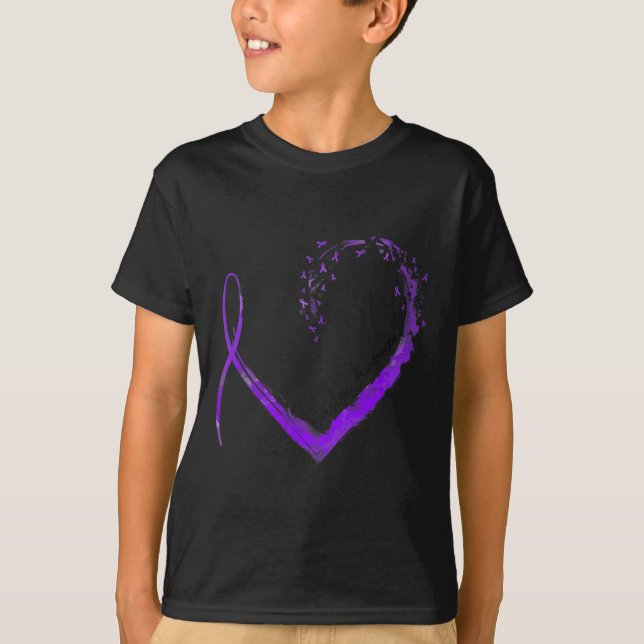 Ribbon Heart Overdose Awareness 1  T-Shirt (Front)