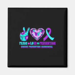 Ribbon Heart Peace Love Prevention Happy Suicide A Magnet
