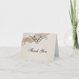 Ribbon Heart Thank You Champagne Card