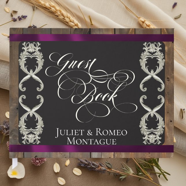 Ribbon & Heart Wedding - Plum Guest Book (Creator Uploaded)
