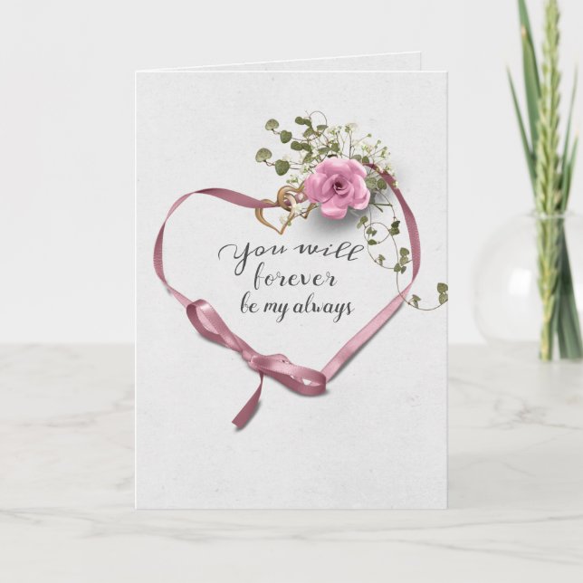 Ribbon Heart with Rose and Ivy Card (Front)