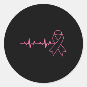 Ribbon Heartbeat Cute Breast Cancer Awareness Gift Classic Round Sticker