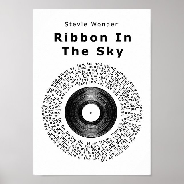 Ribbon In The Sky Vinyl Record Song Lyric Print (Front)
