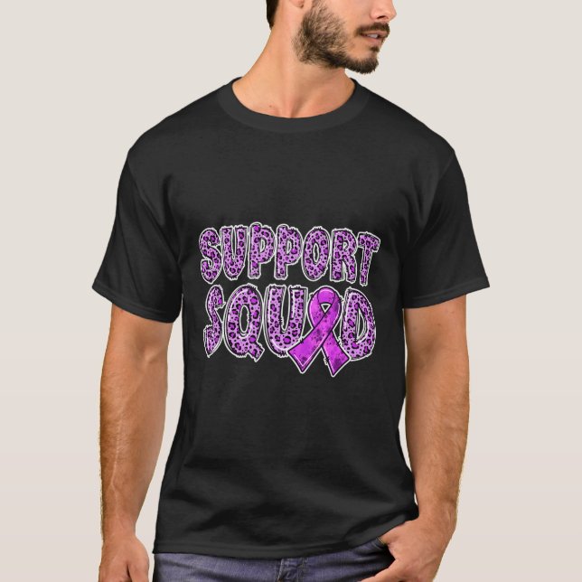 Ribbon Leopard Print Support Squad Overdose  T-Shirt (Front)