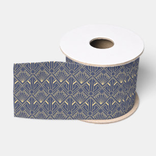 Ribbon - Lilac and Gold Art Deco Seamless Design Grosgrain Ribbon