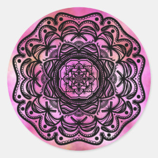 Ribbon Mandala  Classic Round Sticker