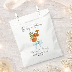 Ribbon Marigold Seeds Baby Shower Favor Bag