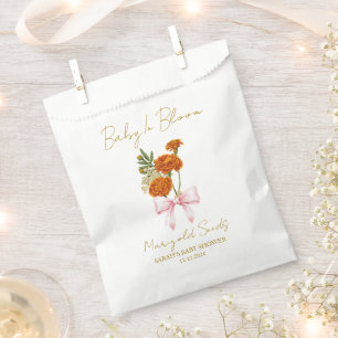 Ribbon Marigold Seeds Baby Shower Favor Bag
