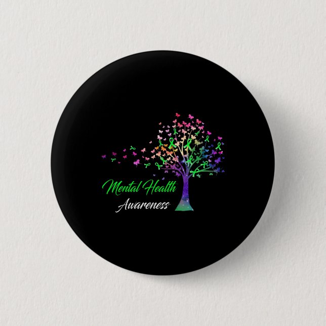 Ribbon Mental Health Awareness  6 Cm Round Badge (Front)