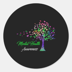 Ribbon Mental Health Awareness  Classic Round Sticker