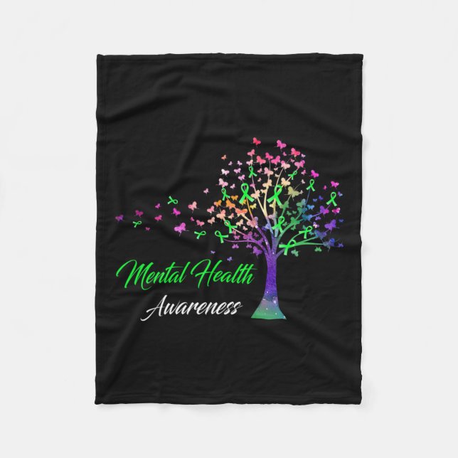 Ribbon Mental Health Awareness  Fleece Blanket (Front)