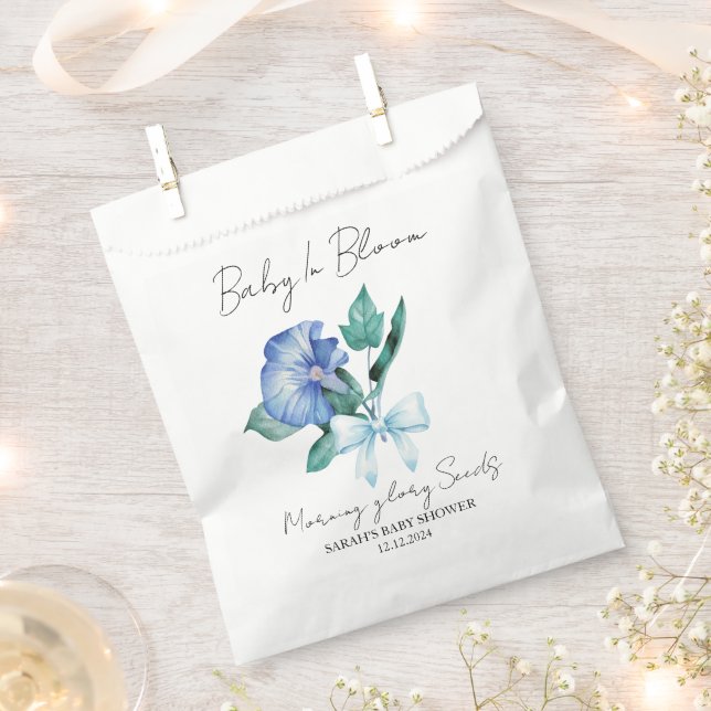 Ribbon | Morning glory Seeds Baby Shower Favor Bag (Clipped)