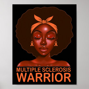 Ribbon Ms Awareness Warrior Black Afro Women Girls Poster