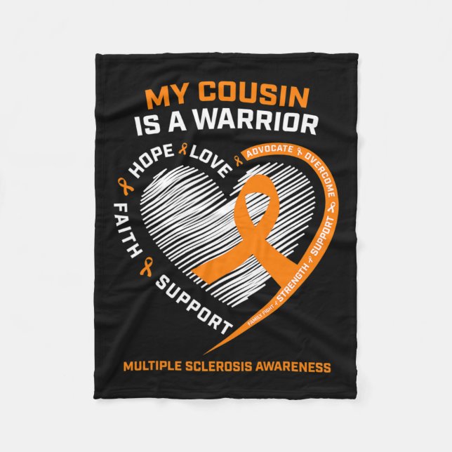 Ribbon Ms Warrior Cousin Multiple Sclerosis Awaren Fleece Blanket (Front)