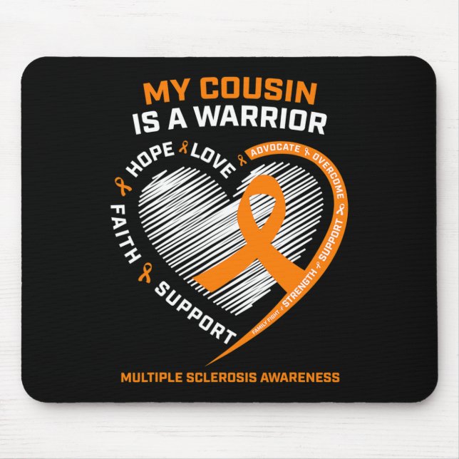 Ribbon Ms Warrior Cousin Multiple Sclerosis Awaren Mouse Mat (Front)