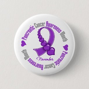 Ribbon of Hearts - Pancreatic  Cancer Awareness 6 Cm Round Badge