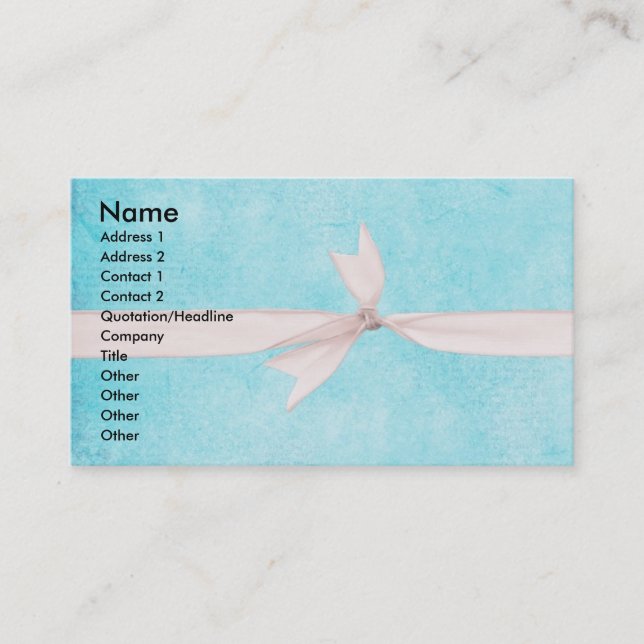 Ribbon on Teal Blue Background Business Card (Front)