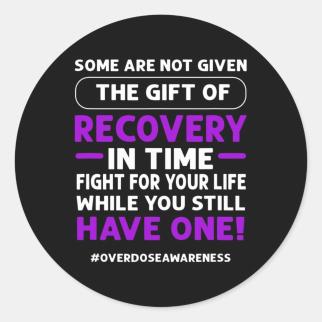 Ribbon. Overdose Awareness 1  Classic Round Sticker (Front)
