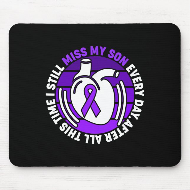 Ribbon Overdose Awareness Miss My Son Memory  Mouse Mat (Front)