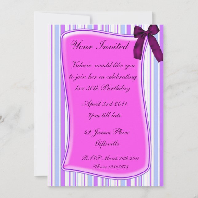 Ribbon Party Invitation (Front)