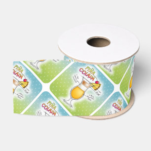 RIBBON - PINA COLADA RECIPE COCKTAIL ART GROSGRAIN RIBBON