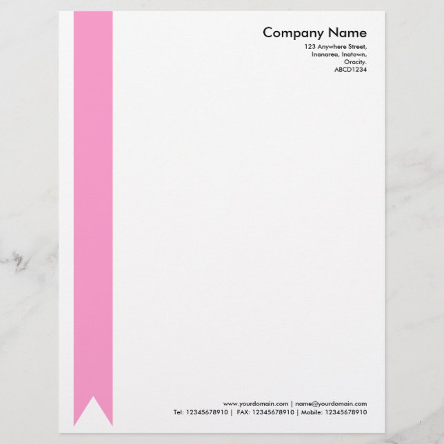 Ribbon - Pink Custom Letterhead (Front)