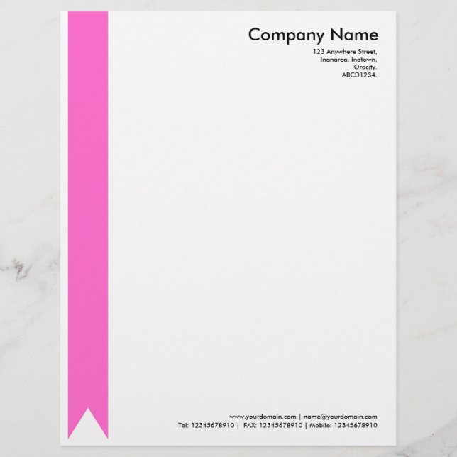 Ribbon - Pink Customised Letterhead (Front)