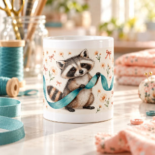 Ribbon Racoon Watercolour Storybook Mug
