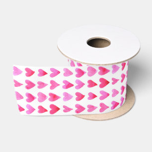 Ribbon - Raining Pink Hearts  Satin Ribbon