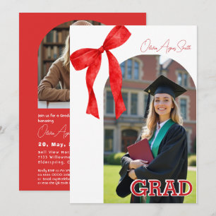 Ribbon Red Background Dual‑Photo QR Code Invitation