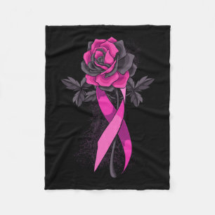 Ribbon Rose Breast Cancer Awareness Survivor Warri Fleece Blanket