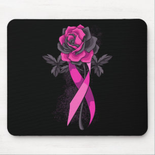 Ribbon Rose Breast Cancer Awareness Survivor Warri Mouse Mat