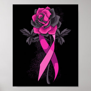 Ribbon Rose Breast Cancer Awareness Survivor Warri Poster
