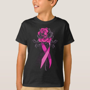 Ribbon Rose Breast Cancer Awareness Survivor Warri T-Shirt