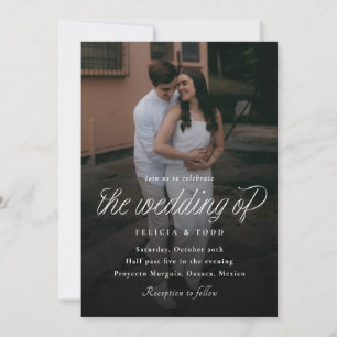 Ribbon Script Minimalist Wedding Photo Invitation