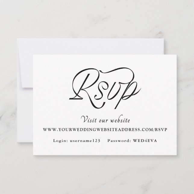 Ribbon Script Minimalist Wedding RSVP Card (Front)