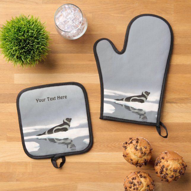 Ribbon Seal On Ice Oven Mitt & Pot Holder Set (Top Down)