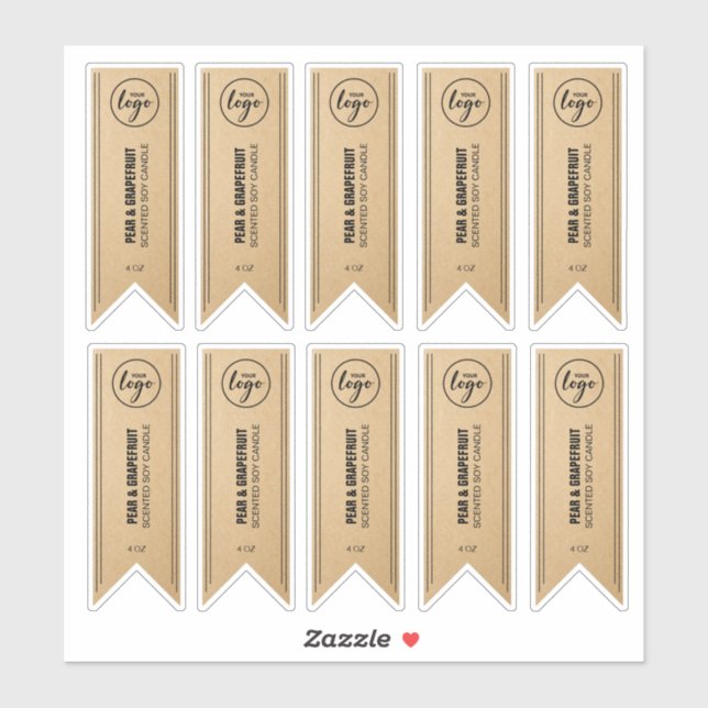 Ribbon Shaped Kraft Candle Labels (Sheet)
