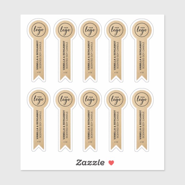 Ribbon Shaped Kraft Soy Candle Labels (Sheet)
