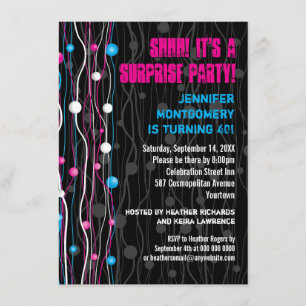 Ribbon Spheres Confetti Party Invitation