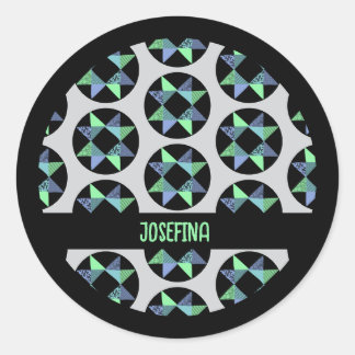 Ribbon Star Patchwork Block Classic Round Sticker