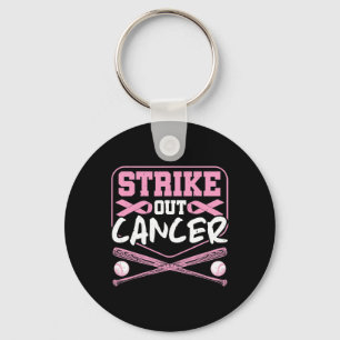 Ribbon Strike Out Cancer Baseball Key Ring