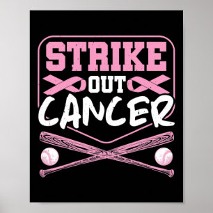 Ribbon Strike Out Cancer Baseball  Poster