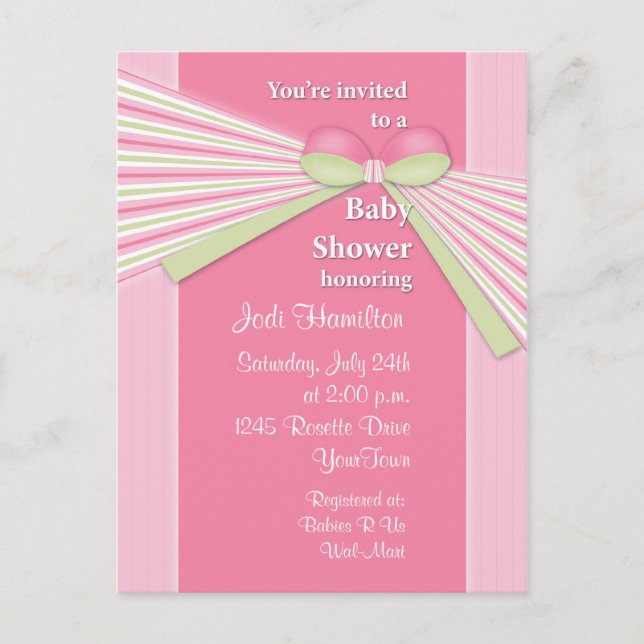 Ribbon & Stripes Baby Shower Invitation (Front)