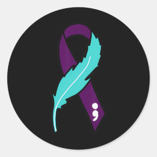 Ribbon Suicide Awareness Mental Health For Men Wom Classic Round Sticker