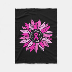 Ribbon Sunflower Breast Cancer Awareness Women Kid Fleece Blanket
