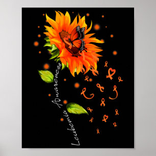 Ribbon Sunflower Butterfly Leukaemia Awareness Mon Poster